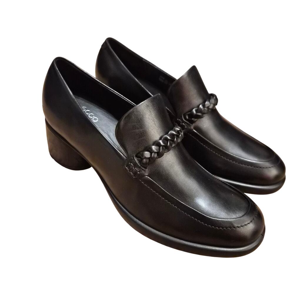 Ecco Women's Sculpted Luxe 35 Braided Loafers Black Leather Size 40 US 9-9.5